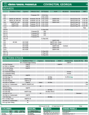 Klumb Lumber Line Card