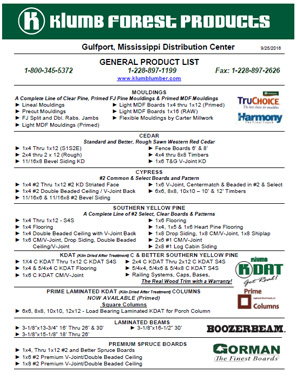 Klumb Lumber Moulding Patterns Catalog